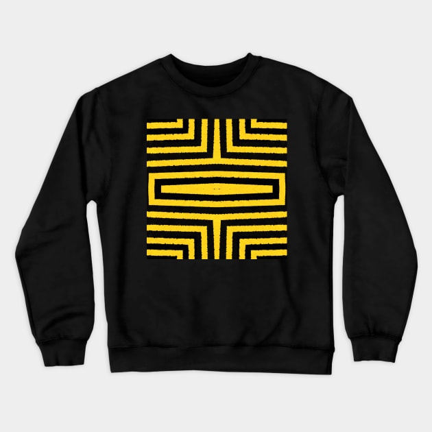 HIGHLY Visible Yellow and Black Line Kaleidoscope pattern (Seamless) 21 Crewneck Sweatshirt by Swabcraft